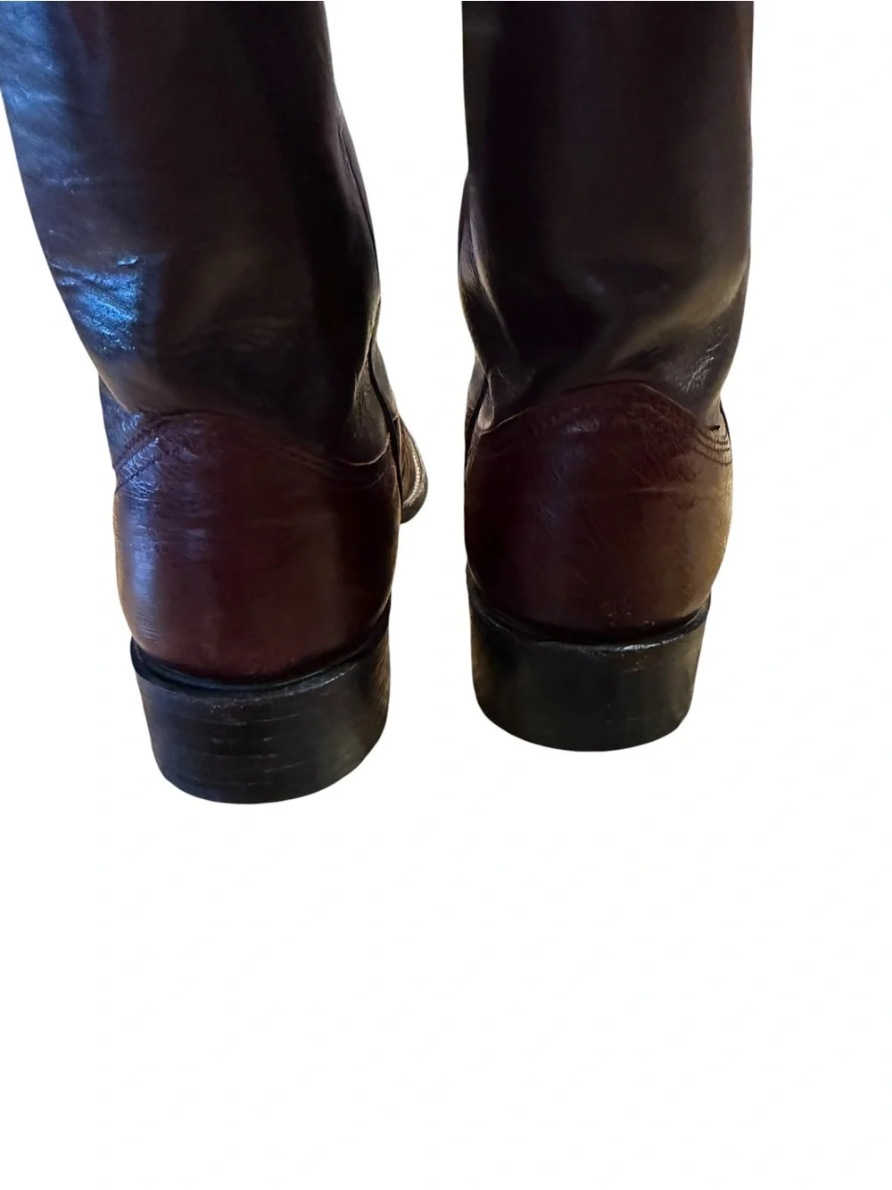 Nocona Boots Mens 7D Roper Style Western Leather Cowboy Boots in Deep Burgundy
